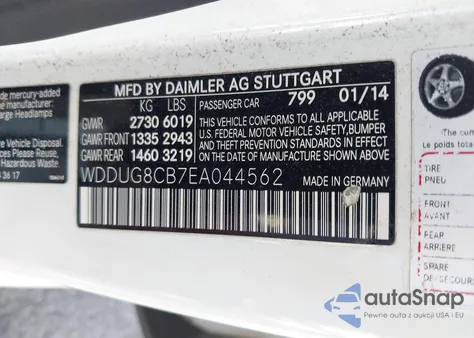 2014 Mercedes-Benz S 550 z USA, uszkodzony, nr VIN WDDUG8CB7EA044562